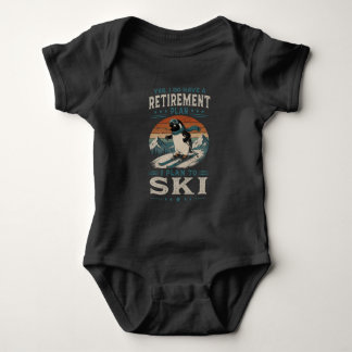 Retro Ski Lover Gentoo Penguin Winter Sports Art Baby Bodysuit