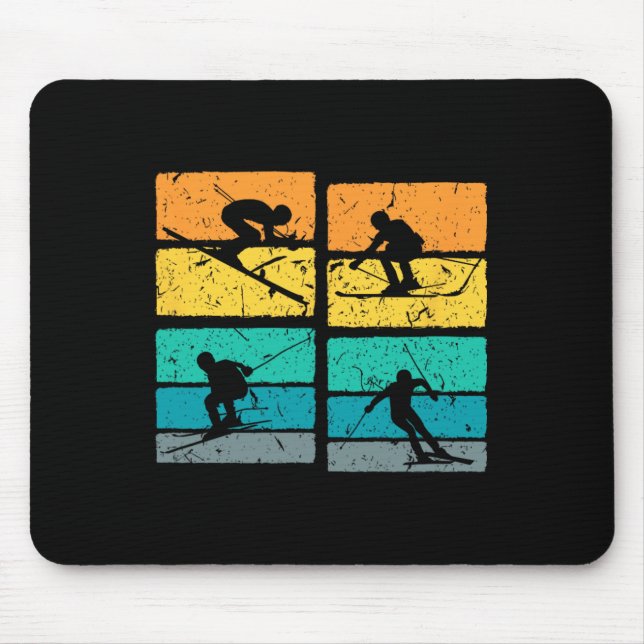Retro Ski Outfit For Skiers Skiing  Mouse Mat (Front)