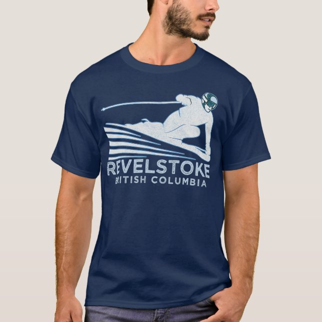 Retro Ski Revelstoke BC Illustration  Vintage T-Shirt (Front)