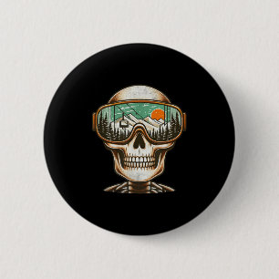 Retro Ski Skeleton Goggles Mountain Snow Skiing Wi 6 Cm Round Badge