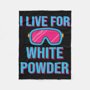 Retro Ski Snowboard Goggles I Live For White Powde Fleece Blanket