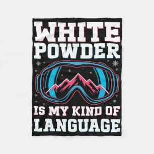 Retro Ski Snowboard Goggles White Powder Is My Kin Fleece Blanket