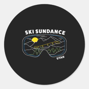 Retro ski sundance utah ski resort ski snowboard classic round sticker