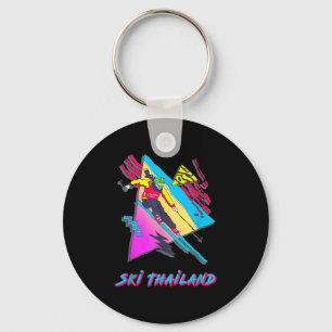 Retro Ski Thailand Adventure Graphic Skier Skiing Key Ring