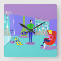 Retro Ski Vacation Wall Clock