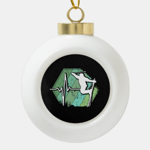 Retro Ski Vintage 80s 90s Ceramic Ball Christmas Ornament