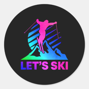 Retro Ski Vintage 80s 90s Skiing Outfit 2 Classic Round Sticker
