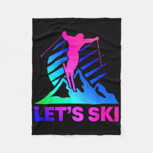 Retro Ski Vintage 80s 90s Skiing Outfit 2 Fleece Blanket