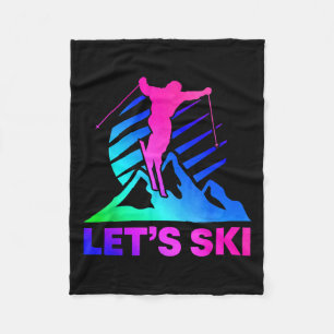 Retro Ski Vintage 80s 90s Skiing Outfit _4 Fleece Blanket