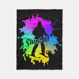 Retro Ski Vintage 80s 90s Skiing Stunt It Freeski Fleece Blanket