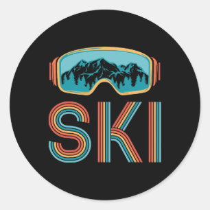 Retro Ski Vintage 80s 90s Winter Sport Skiing Men Classic Round Sticker