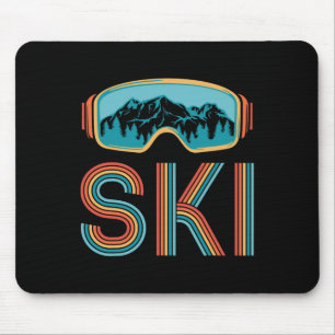Retro Ski Vintage 80s 90s Winter Sport Skiing Men Mouse Mat