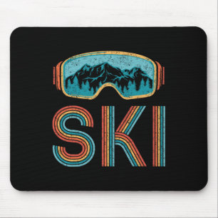 Retro Ski Vintage 80s 90s Winter Sport Skiing Men Mouse Mat