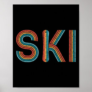 Retro Ski Vintage 80s 90s Winter Sport Skiing Men  Poster