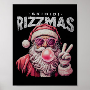 Retro Skibidi Rizzmas Christmas Rizz Santa Bubbleg Poster