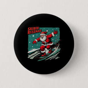 Retro Skibidi Rizzmas Funny Santa Clause Skating B 6 Cm Round Badge