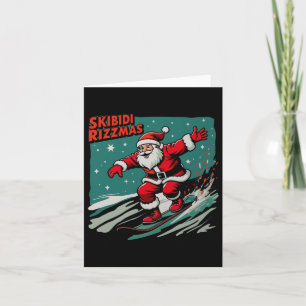 Retro Skibidi Rizzmas Funny Santa Clause Skating B Card