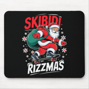 Retro Skibidi Rizzmas Funny Santa Clause Skating B Mouse Mat
