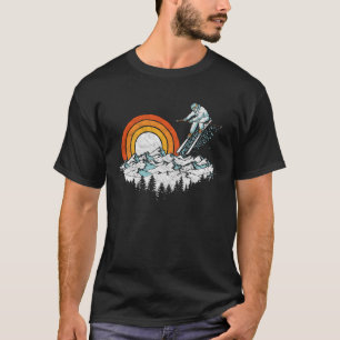 Retro Skier Aerial Distressed Graphic T-Shirt
