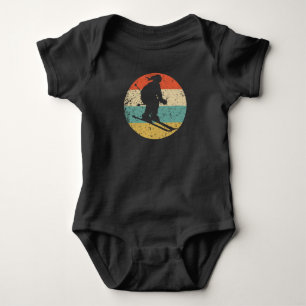 Retro Skier Female Athlete Skiing Girls Sports Baby Bodysuit