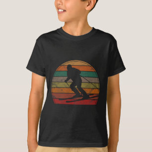 Retro Skier Sunset Skiing Gift Winter Sport Ski T-Shirt