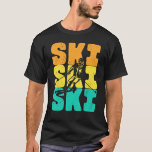Retro Skiing 70s 80s Old School Sunset Skier Vinta T-Shirt
