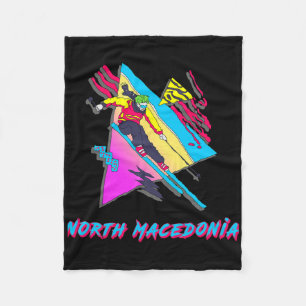 Retro Skiing Adventure In North Macedonia Ski Skii Fleece Blanket