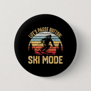 Retro Skiing Adventure Ski Snowboard Enthusiasts 6 Cm Round Badge