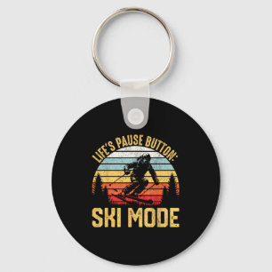 Retro skiing adventure ski snowboard enthusiasts key ring