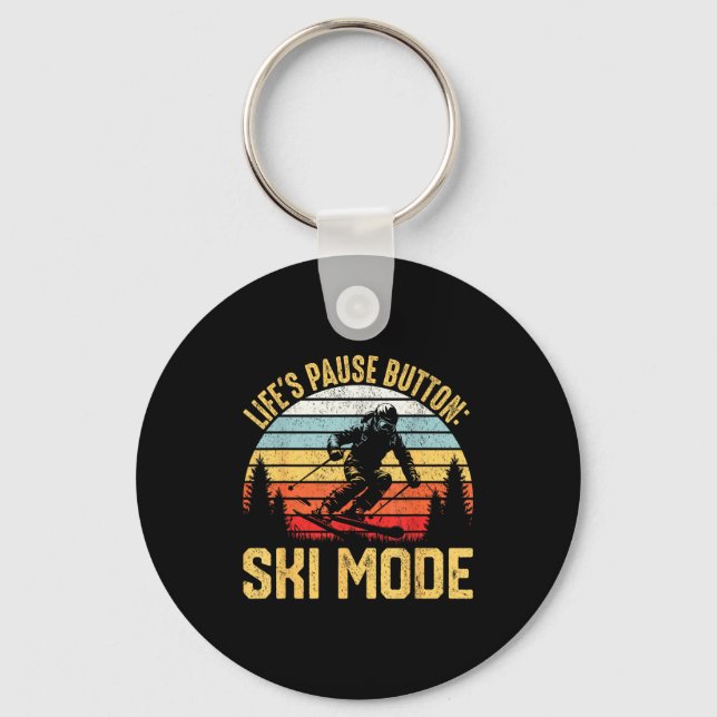 Retro skiing adventure ski snowboard enthusiasts  key ring (Front)