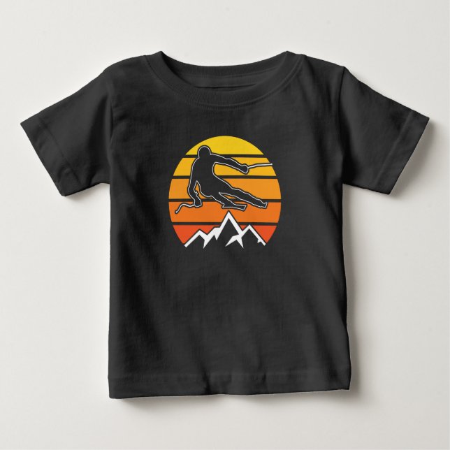 Retro Skiing Baby T-Shirt (Front)
