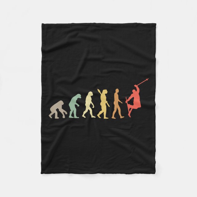 Retro Skiing Evolution For Skiers Skiing Season  Fleece Blanket (Front)