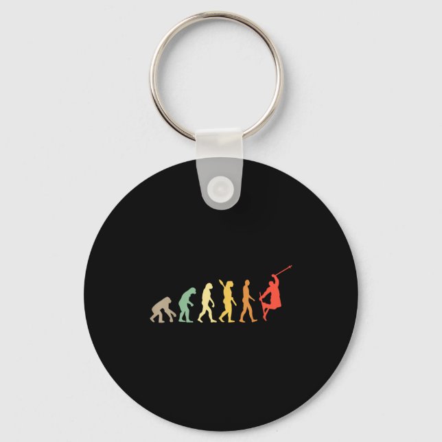 Retro skiing evolution for skiers skiing season  key ring (Front)
