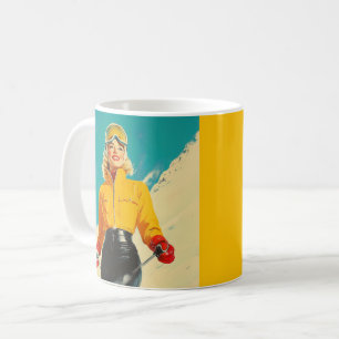 Retro Skiing Glamour Vintage Winter Adventure Coffee Mug