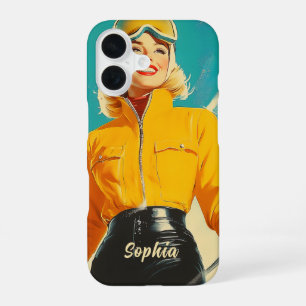 Retro Skiing Glamour Vintage Winter Adventure iPhone 16 Case