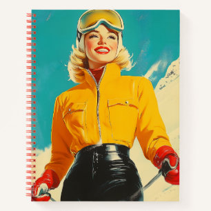 Retro Skiing Glamour Vintage Winter Adventure Notebook