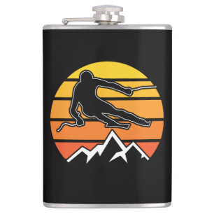 Retro Skiing Hip Flask