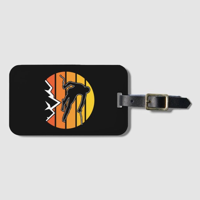 Retro Skiing Luggage Tag (Front Horizontal)