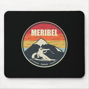 Retro Skiing Meribel France Ski Mouse Mat