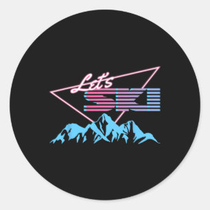 Retro Skiing Mountains 80s Ski Resort Vintage Ski Classic Round Sticker
