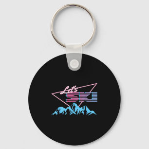 Retro Skiing Mountains 80s Ski Resort Vintage Ski Key Ring