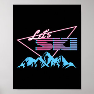Retro Skiing Mountains 80s Ski Resort Vintage Ski Poster