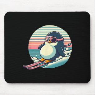 Retro Skiing Penguin Downhill Powder Run Winter  Mouse Mat
