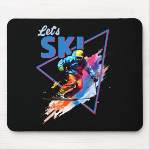 Retro Skiing Powder Vintage Ski Color Shred Design Mouse Mat