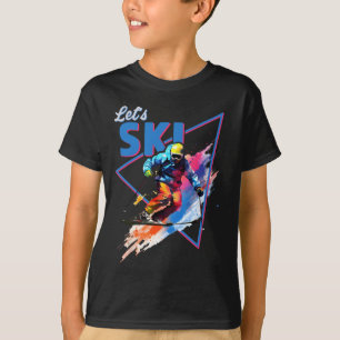 Retro Skiing Powder Vintage Ski Color Shred Design T-Shirt