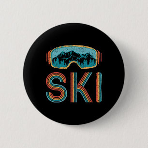 Retro Skiing Shirt For Men Women Vintage Snowboard 6 Cm Round Badge