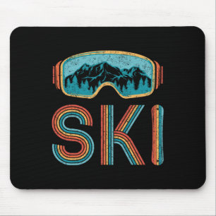 Retro Skiing Shirt For Men Women Vintage Snowboard Mouse Mat