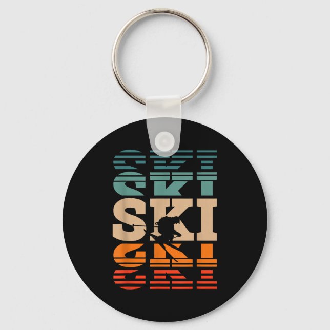 Retro skiing ski  key ring (Front)