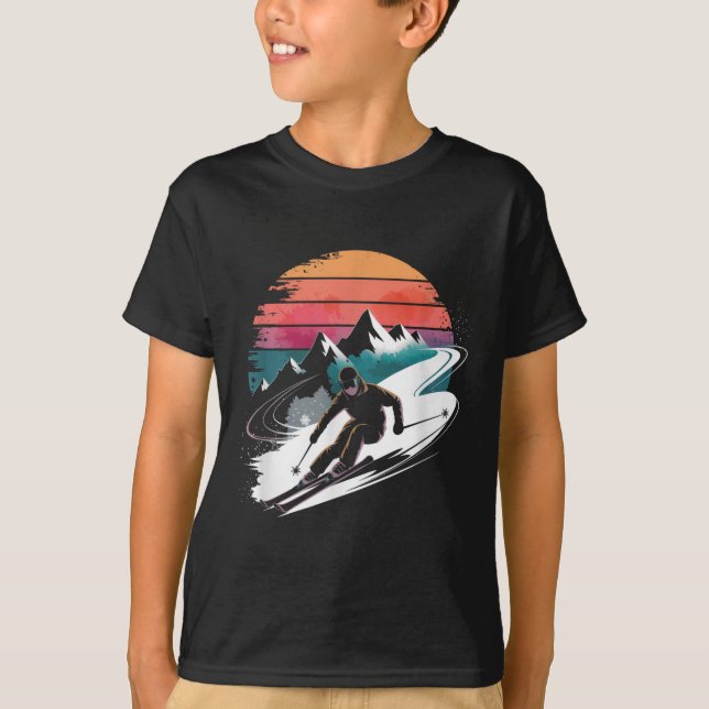 Retro Skiing Ski  T-Shirt (Front)
