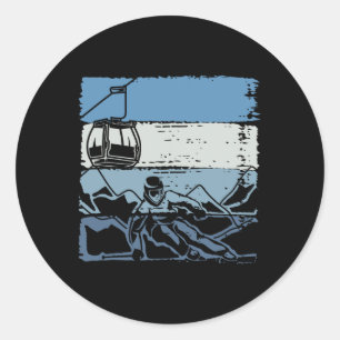 Retro Skiing Skier Ski Instructor Winter Sports Sk Classic Round Sticker